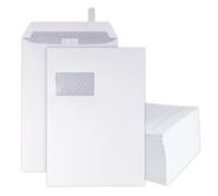 Lot de 500 enveloppes C4 avec fenêtre - Blanc - Fermeture autocollante (Haftfix) - Enveloppes en papier pour lettres, mariage, cartes de vœux, invitations, factures