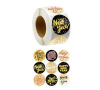Lot de 500 étiquettes autocollantes « Happy New Year » pour emballage de cartes de Noël, boîtes cadeaux, sacs de bonbons