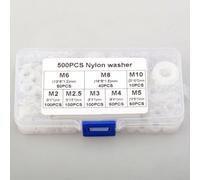 Lot de 500 joints plats en nylon M2-M10, rondelles en plastique blanc dans une boîte, résistantes à l'abrasion pour les connexions électriques dans la voiture, le bateau et la maison