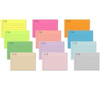 Lot de 500 notes autocollantes lignées de 12 couleurs - Pour le bureau, la maison, l'école