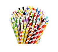 Lot de 500 pailles jetables en papier à rayures colorées de 19 cm, 10 couleurs - Convient pour les cocktails, les fêtes