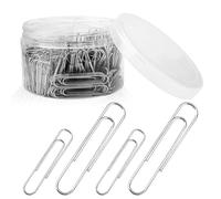 Lot de 500 trombones antidérapants en 2 tailles - Lot de 150 trombones argentés de 50 mm et 350 trombones argentés de 32 mm avec boîte de rangement pour bureau, école, maison