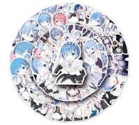 Lot de 51 autocollants Rem Anime Re:0 pour bouteilles d'eau, ordinateur portable, téléphone Stickers esthétiques classiques Graffiti Autocollants Merchdiese Cadeau 5,5-8,5 cm