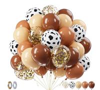 Lot de 52 ballons western marron café clair marron clair nude en latex imprimé vache pour garçon, cowboy, décoration occidentale, anniversaire, ferme, fête prénatale, fête prénatale