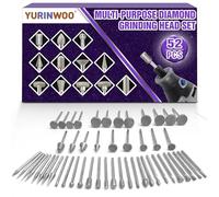 Lot de 52 forets de meulage diamant multifonctionnels compatibles avec Dremel, forets diamantés rotatifs, tige de 3 mm pour pierre, verre, céramique, sculpture, polissage, meulage