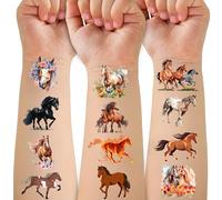 Lot de 52 tatouages temporaires en forme de cheval pour enfants, fournitures de fête d'anniversaire, cadeaux super mignons, décorations de fête, filles, garçons, salle de classe, prix scolaires sur le