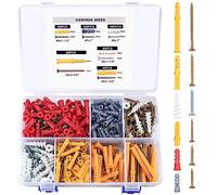 Lot de 530 chevilles vis pour cloisons sèches, comprenant 265 chevilles pour cloisons sèches, 265 vis à tête plate à croix, goujons d'expansion et vis autotaraudeuses pour bois, kit assortiment pour
