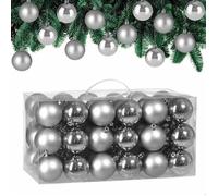 Deuba Lot de 54 Boules de Noël en Plastique Robuste Décoration de Noël intérieur extérieur Décoration pour Sapin Argent