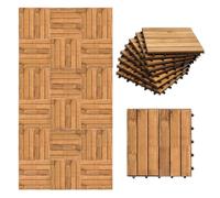 Lot de 55 dalles en bois d'acacia pour balcon et terrasse - 30 x 30 cm - Avec système de drainage - 6 lattes (5 m²) - Revêtement de sol d'extérieur résistant aux intempéries - Facile à poser