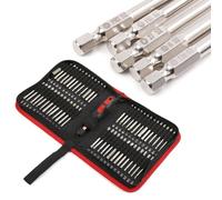 Lot de 55 embouts de tournevis extra longs de 75 mm à tige hexagonale en acier pour perceuses électriques sans fil, étoile triangulaire pour tête Torx pour le travail du bois, l'assemblage de meubles