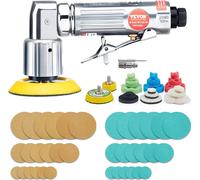 lot de 58 ponceuses pneumatiques 15 000 tr/min Meuleuse d'angle 3 CFM Meuleuse à tige 90 PSI (6,2 bar) Mini polisseuse Coussinets en mousse (2,5/5/7,6 cm) Idéal pour le fer Bois Plastique Métal Marbre
