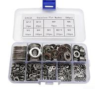 Lot de 580 rondelles en acier inoxydable 304 2 mm-12 mm, norme DIN125, assortiment de rondelles plates pour vis, durables pour la réparation de machines domestiques, meubles