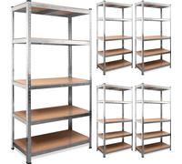 Lot de 5x Étagère charge lourde métallique 180x90x40cm 5 plateaux MDF modulables max. 875 kg par étagère de rangement garage atelier outils