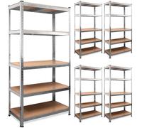 Lot de 5x Étagère charge lourde métallique 180x90x40cm 5 plateaux MDF modulables max. 875 kg par étagère de rangement garage