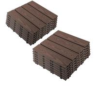 Lot de 6 / 12 Dalles de Terrasse, Dalles Emboîtables en WPC | Revêtement de Sol D'extérieur, Effet Bois, Imperméable, pour Jardin Balcon Piscine(Brown,30x30x2cm/12pcs)