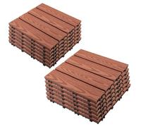 Lot de 6 / 12 Dalles de Terrasse, Dalles Emboîtables en WPC | Revêtement de Sol D'extérieur, Effet Bois, Imperméable, pour Jardin Balcon Piscine(Rouge,30x30x2cm/12pcs)
