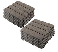 Lot de 6 / 12 Dalles de Terrasse, Dalles Emboîtables en WPC | Revêtement de Sol D'extérieur, Effet Bois, Imperméable, pour Jardin Balcon Piscine(Gray,30x30x2cm/12pcs)