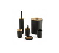Lot de 6 acc SDB - TODAY - UTILITY - Dist savon, gobelet, porte-brosse a dents, porte savon, brosse WC, poubelle - Black