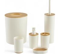 Lot de 6 acc SDB TODAY UTILITY Distributeur savon Gobelet Porte-brosse à dents Brosse WC Poubelle