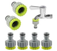 Lot de 6 Adaptateur Robinet Tuyau Arrosage,Embout Tuyau Arrosage,2 en 1 Raccord de Robinet 1/2” et 3/4”,Connecteur de Robinet de Jardin pour L'irrigation,Raccord de Robinet Compatible avec Gardena