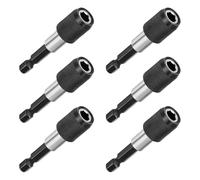 Lot de 6 adaptateurs de foret à poignée hexagonale de 60 mm pour menuiserie, poignée hexagonale, tournevis, tige d'extension de 0,6 cm, porte-foret solide pour la construction
