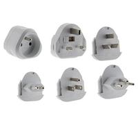 - Lot de 6 adaptateurs de voyage 5 prises mâles + 100 pays - pochette offerte - Blanc