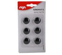 Lot de 6 aimants ronds - 22mm - noir - sign