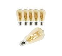 Zenitech - Lot de 6 ampoules déco filament LED ambrée 4W E27 - Elexity Ambrée G