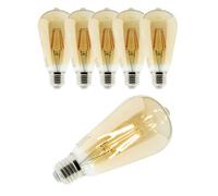 Zenitech - Lot de 6 ampoules déco filament LED ambrée 4W E27 - Elexity Ambrée G