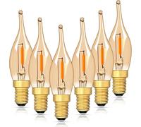 Lot de 6 Ampoules LED Basse Puissance E14 SES en Forme de Flamme, C22TG Vintage Chandelier Veilleuse, 0,7W équivalent à 7W Ultra Chaudes 2200K Pour Lampe de Sel et Lustres, Lampes Décoratives
