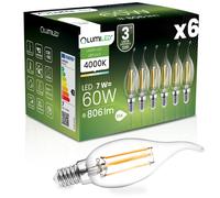 Lot de 6 ampoules LED E14 BA35 7W 4000K 806lm LUMILED