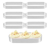 Lot de 6 Anneaux Cercle à Tarte en Acier Inoxydable,Cercle a Tarte,Cercles à Tartelette,Cercle Perforé Patisserie,Résistants à la chaleur et Perforé pour Quiches,Gâteaux,Mousse (13 × 4.5 × 2CM)