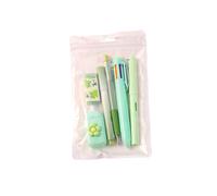 Lot de 6 articles de papeterie essentiels : stylo gel rétractable, marqueur multicolore, gomme, crayon, surligneur, ruban correcteur fournitures scolaires