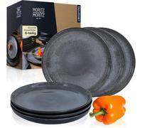 Lot de 6 assiettes à dessert anthracite - Porcelaine résistante au lave-vaisselle et au micro-ondes