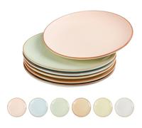 Lot de 6 Assiettes à Dessert en Céramique Colorées - Style Teintes Bonbon - Idéales pour Petit Déjeuner, Tapas, Entrée - 20 cm