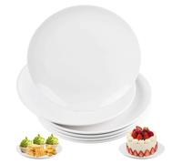 Lot de 6 assiettes à petit-déjeuner en mélamine, blanches, 18 cm | Petites assiettes à dessert, assiettes à petit-déjeuner, blanches, en porcelaine, pour gâteaux, pain, salade, collations