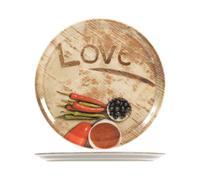 Lot De 6 Assiettes à Pizza en Porcelaine, Déco Love, Diamètre 33 CM Saturnia