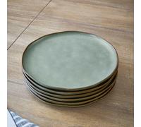 Lot de 6 assiettes Biarré turquoise/marron H/L/P/Ø env. 2/26.5/26.5/26.5 cm