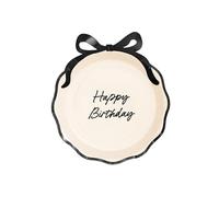 Lot de 6 assiettes en carton avec nœud « Happy Birthday » - Élégantes assiettes d'anniversaire pour célébrations
