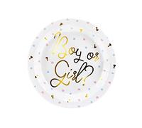 Lot de 6 Assiettes en Carton de 23 cm avec Inscription Boy Or Girl pour Gender Reveal Party