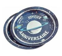 Lot de 6 Assiettes en Carton Espace 18cm Bleu