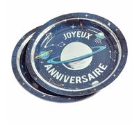 Lot de 6 Assiettes en Carton Espace II 18cm Bleu