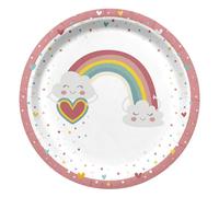 Lot de 6 Assiettes en Carton Nuage Rainbow 23cm Blanc
