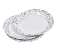 Lot de 6 Assiettes en Carton "Stars" 18cm Argent Gris G