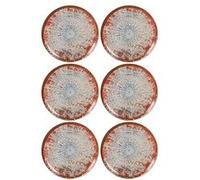 Lot de 6 assiettes LUNA rondes, plats de presentation de Table pour desserts, salades et gâteaux en Porcelaine multicolore - -