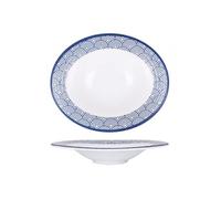 Lot de 6 assiettes ovales YABA 369g , plat de service creuses raffiné en porcelaine bleu foncé en style japonais - Dimension:29 x 24,5 x 5 cm Bleu G