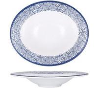 Lot de 6 assiettes ovales YABA 369g , plat de service creuses raffiné en porcelaine bleu foncé en style japonais - Dimension:29 x 24,5 x 5 cm Bleu G