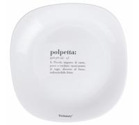 Lot de 6 assiettes plates carrées 28 x 28 cm en verre opale, Victionary Boulette de viande