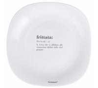Lot de 6 assiettes plates carrées 28 x 28 cm en verre opale, Victionary Omelette