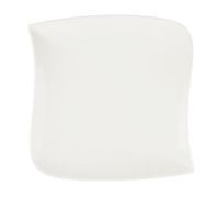 Lot de 6 Assiettes Plates Carrées ""Vague"" 25cm Blanc